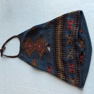 Peruvian Connection 100% Pima Cotton Kilim Halter Top Women's Size Small